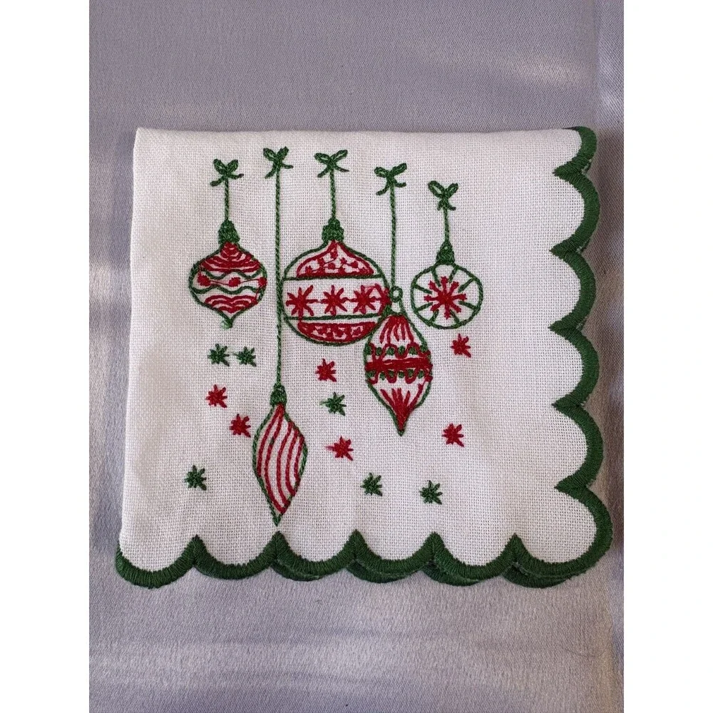 Pomegranate Inc. Embroidered Vintage Ornament Cocktail Napkins Set of 2